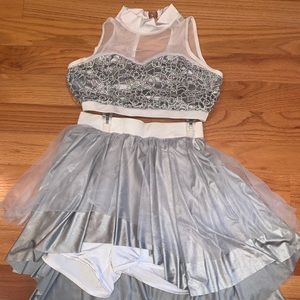 Gorgeous silver & white dance costume set
